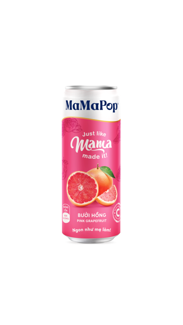 Combo 2 lốc nước ngọt trái cây Mamapop vị Bưởi Hồng (330ml/lon)
