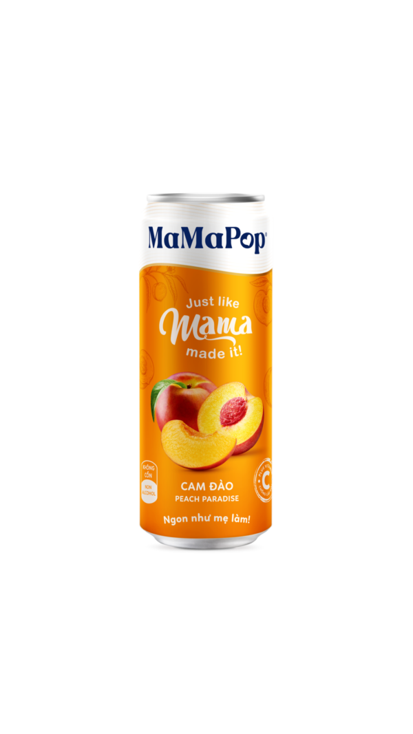 Combo 8 lon nước trái cây MaMaPop vị Cam Đào (330ml/lon)