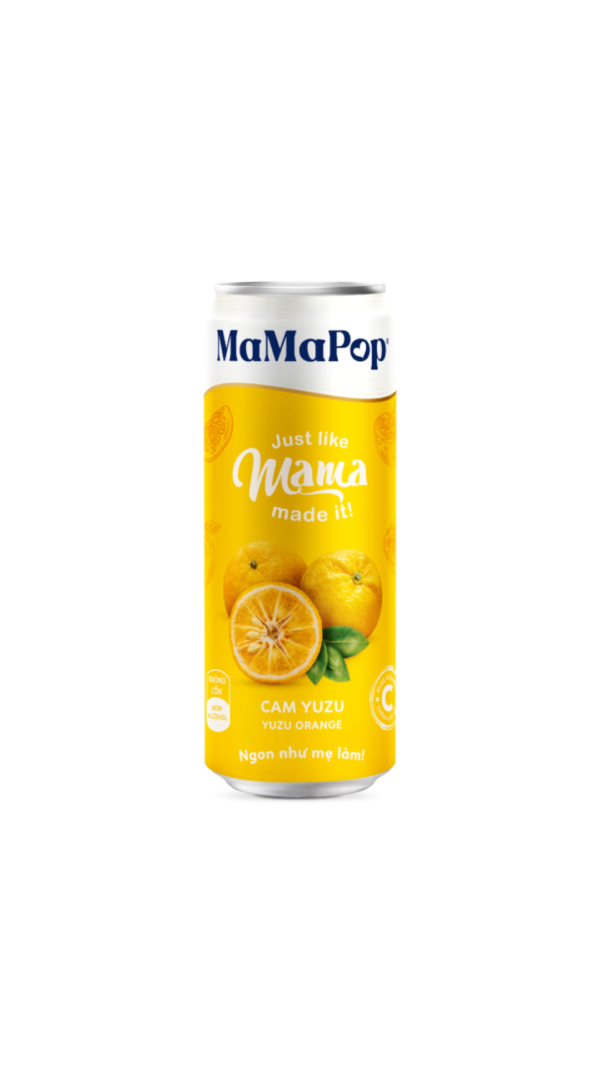 Combo 8  lon nước trái cây sparkling MaMaPop vị Cam Yuzu (330ml/lon)