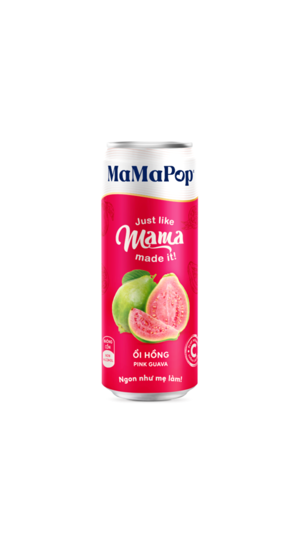 Combo 2 lốc 8 lon nước trái cây sparkling MaMaPop vị Ổi Hồng (330ml/lon)
