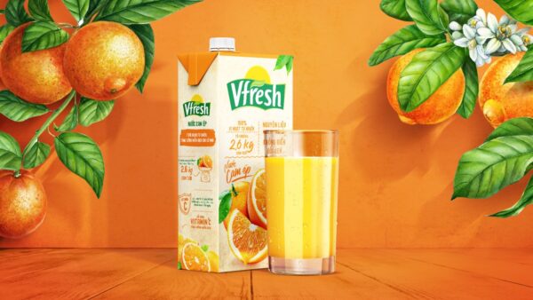 1 hộp Nước trái cây Vfresh vị camx(1L/hộp) - Hình ảnh 2