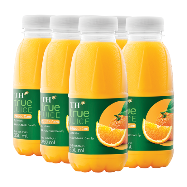 Combo 6 chai nước ngọt trái cây TH True Juice vị Cam (350ml/chai) - Hình ảnh 3